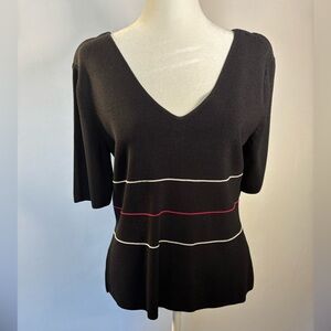 Elegant Black V-Neck Women's Top Size Large
